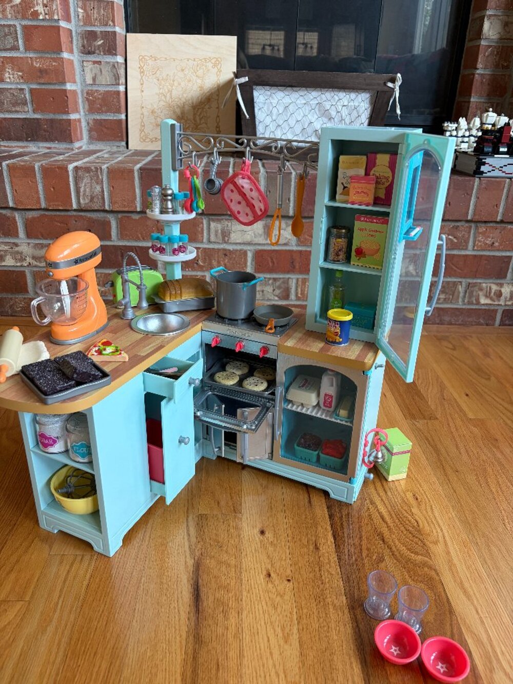 American Girl Doll Wooden Gourmet Kitchen Set & Accessories - Retired Light Blue